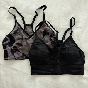 PINK Victoria's Secret Black and Gray Tie-Dye Bralette Duo